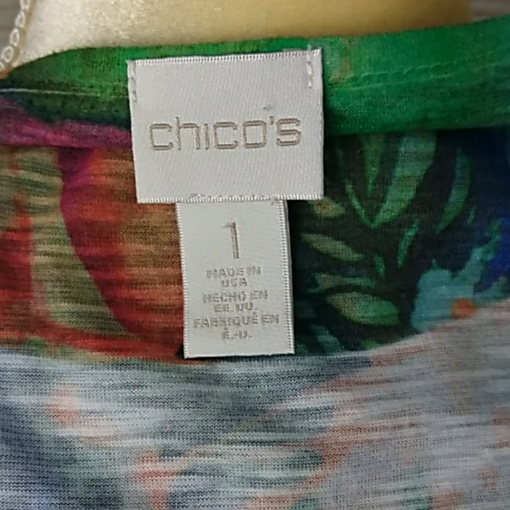 Chico's Embellished Floral Tee Women's Size 1 (M) - Picture 7 of 8
